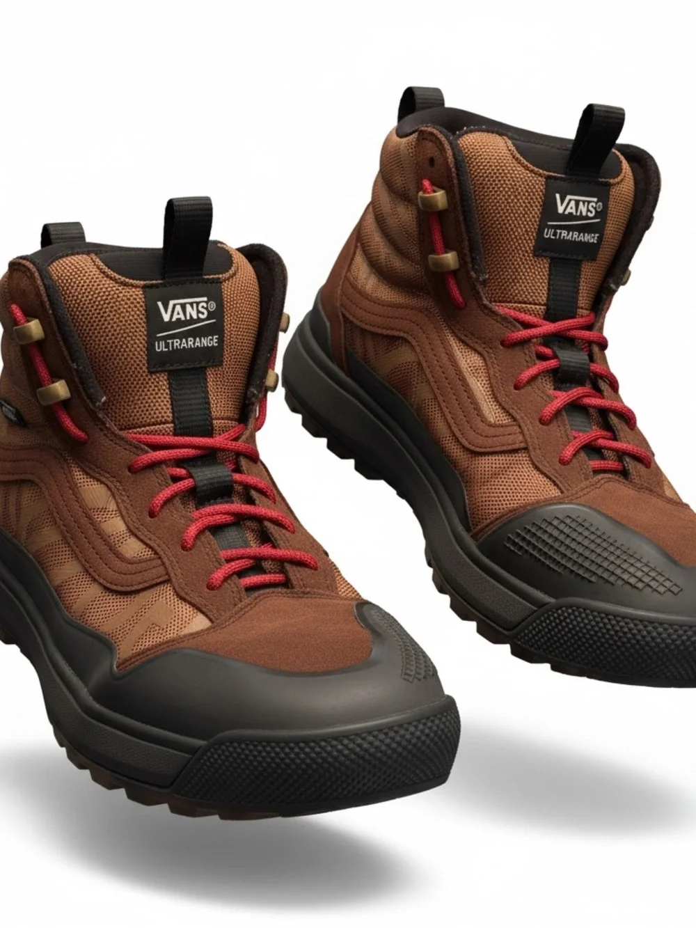 Vans UltraRange Chukka Boots in Brown with Red Laces